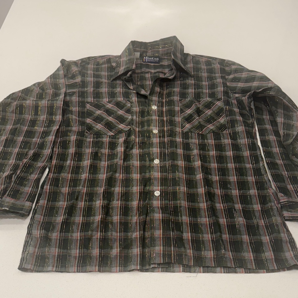 Pendleton Green and Pink Plaid Button-Down Shirt